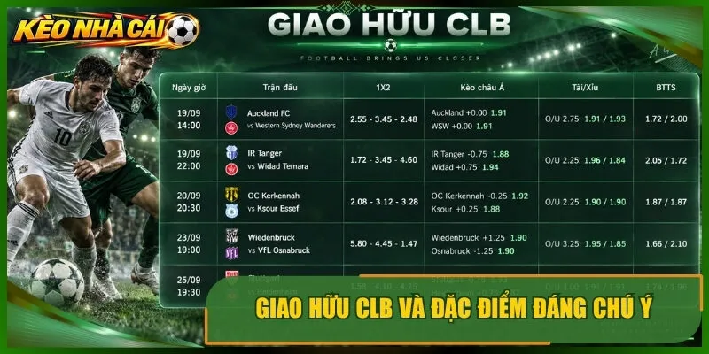 Giao hữu clb và đặc điểm đáng chú ý